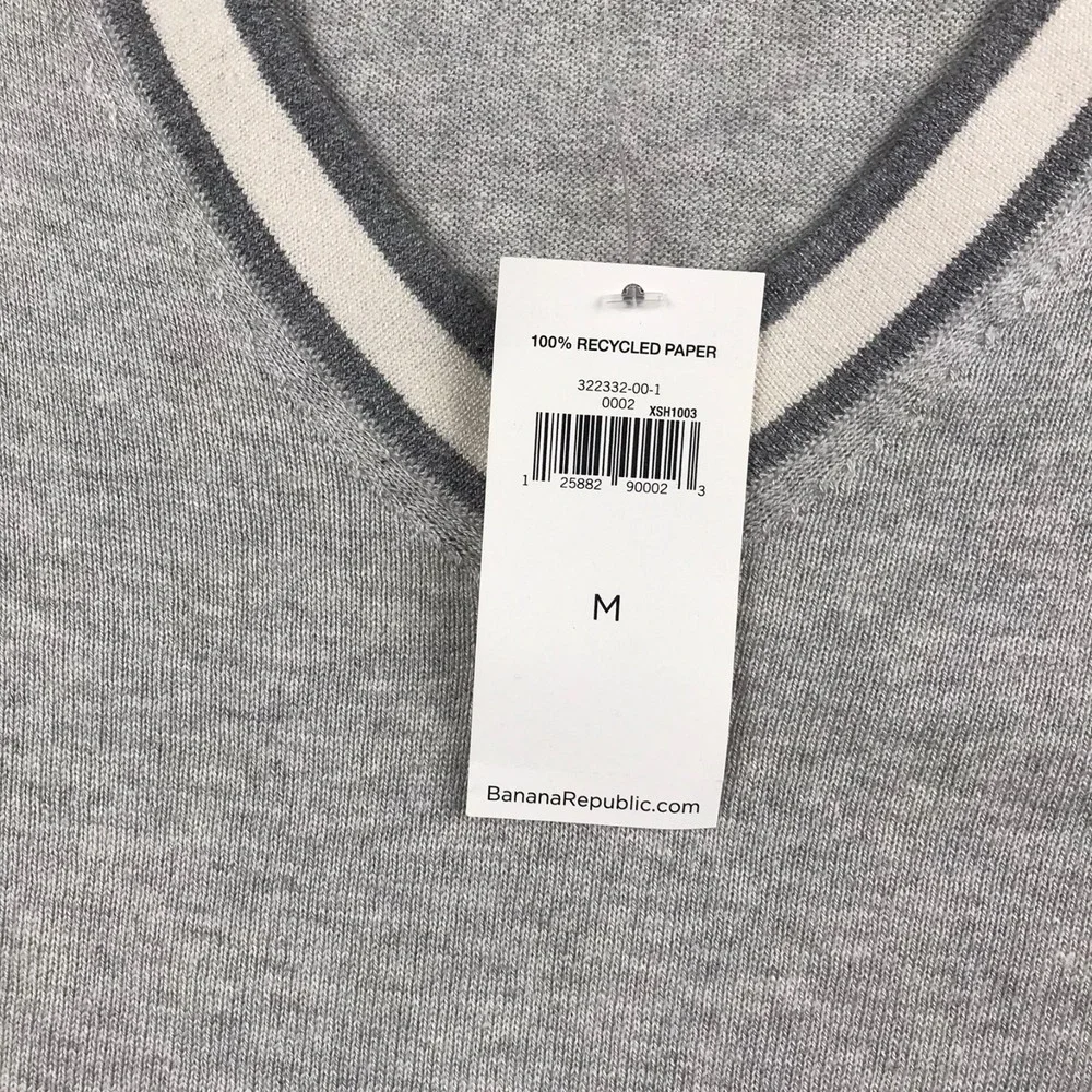 Banana Republic Luxury Blend Sweater Mens M Gray Silk Cashmere Knit Pullover NEW